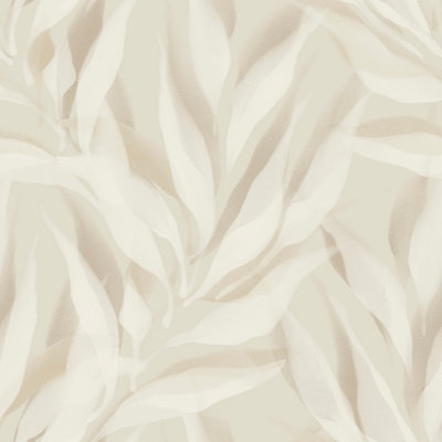 Grandeco Eden Watercolour Abstract Leaves Textured Wallpaper, Neutral