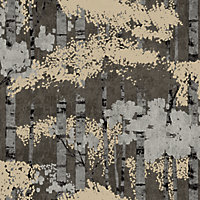 Grandeco Efferia Muted Trees Textured Wallpaper, Black