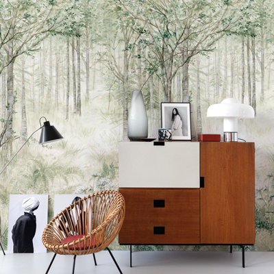 Grandeco Fairytale Trees Green 3 panel repeatable Mural 1.59 x 2.8m