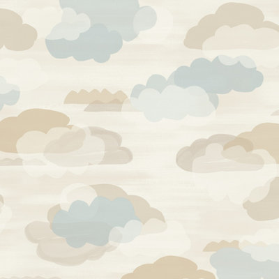 Grandeco Figari Fluffy Clouds Nursery Textured Wallpaper, Neutral