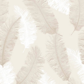 Grandeco Floating Feathers Textured  Wallpaper, Taupe