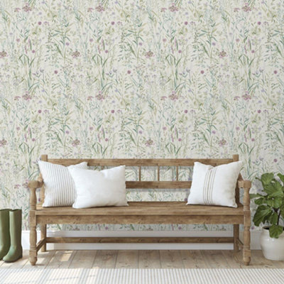 Grandeco Free Flower Pink Wallpaper Floral Botanical Textured Paste The Wall