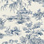 Grandeco French Vintage Toile Trees Smooth Wallpaper, Blue
