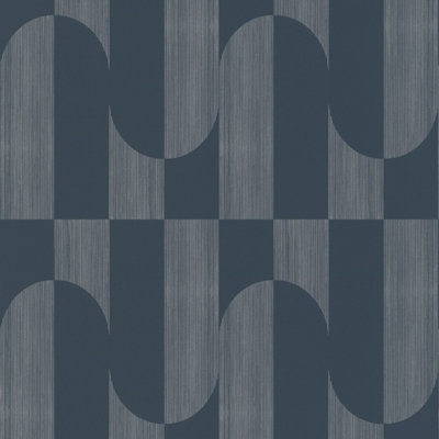 Grandeco Gael Geometric Shapes Textured Wallpaper, Navy Blue Gold