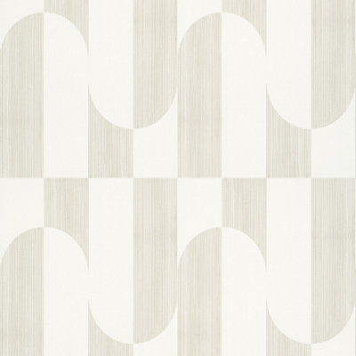 Grandeco Gael Geometric Shapes Textured Wallpaper, Neutral White