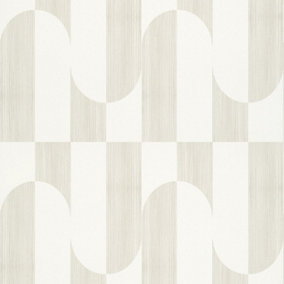 Grandeco Gael Geometric Shapes Textured Wallpaper, Neutral White