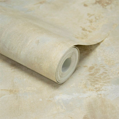 Grandeco Galvanised Metallic Plaster Cream Wallpaper