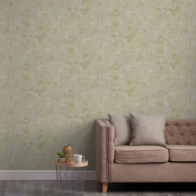 Grandeco Galvanised Metallic Plaster Cream Wallpaper