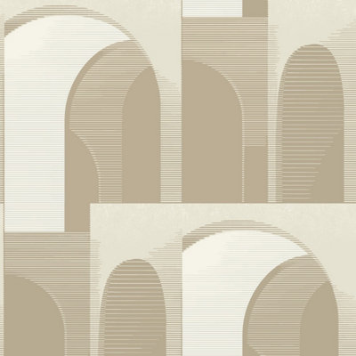 Grandeco Geometric Ada Textured Wallpaper, Natural