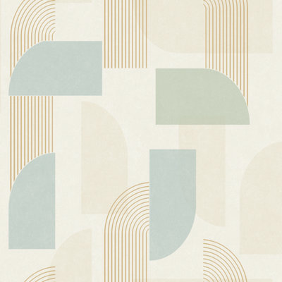 Grandeco Geometric Shapes Lakana Textured Wallpaper, Green