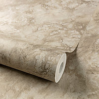 Grandeco Grand Onyx Photographic Marble Textured Wallpaper, Neutral Beige