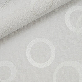 Grandeco Grey Circles Silver Glitter Textured Free Match Wallpaper