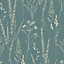 Grandeco Halm Grass & Flower Sprigs Blown Vinyl Wallpaper, Green