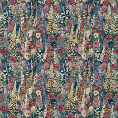 Grandeco Hand painted Delphinium Forest Floral Garden Textured Wallpaper, Navy Blue