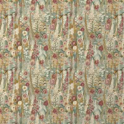 Grandeco Hand painted Delphinium Forest Floral Garden Textured Wallpaper, Sage Green Neutral