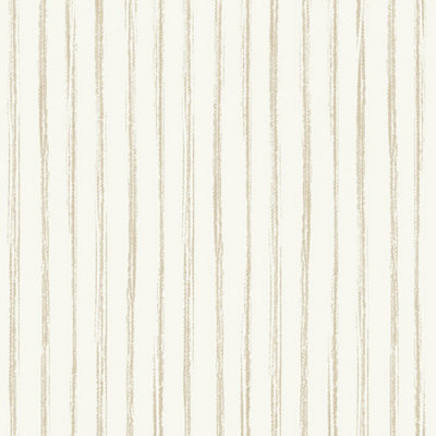 Grandeco Hand Painted Pinstripe Nursery Textured Wallpaper Natural Beige