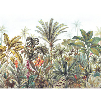 Grandeco Hayley Jungle Palm Trees 7 Lane Mural Textured Mural,  2.8 x 3.71m, Green