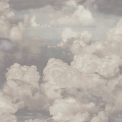 Grandeco Hazy Day Clouds Smooth Wallpaper, Blue Grey