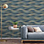 Grandeco Horizon Textile Textured Wallpaper, Blue