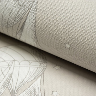 Grandeco Hot Air Balloon Airships Nursery Textured Wallpaper Natural