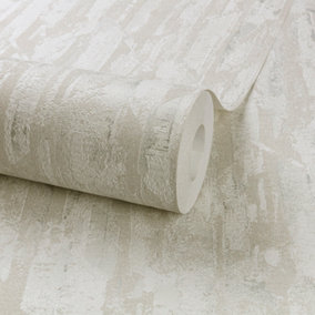 Grandeco Imperia Organic Metallic Shimmer Textured Wallpaper White, Taupe & Silver