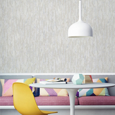 Grandeco Imperia Organic Metallic Shimmer Textured Wallpaper White, Taupe & Silver