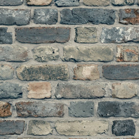 Grandeco Industrial Rustic Charcoal Concrete Brick Textured Wallpaper