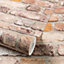 Grandeco Industrial Rustic Red Brick Textured Wallpaper, Terracotta