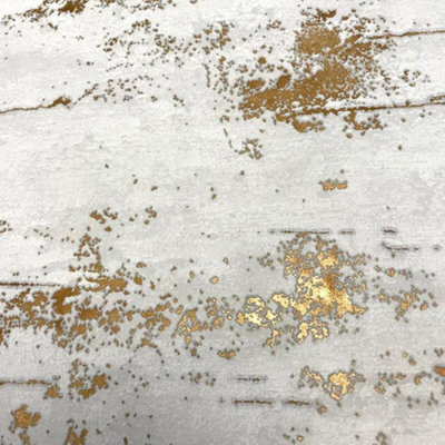 Grandeco Industrial Stone Concrete Wallpaper Paste The Wall White Metallic Gold