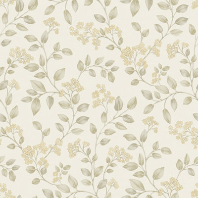 Grandeco Jasmine Leaf Trail Textured Wallpaper, Neutral