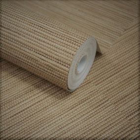 Grandeco Java Grasscloth Weave Textured Wallpaper Natural Deep