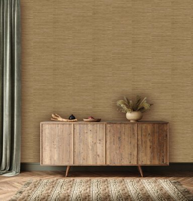 Grandeco Java Grasscloth Weave Textured Wallpaper Natural Deep