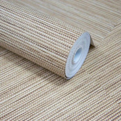 Grandeco Java Grasscloth Weave Textured Wallpaper Natural