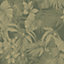 Grandeco Joelle Metallic Floral Fern Outline Wallpaper, Green Gold