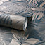 Grandeco Joelle Metallic Floral Fern Outline Wallpaper, Navy & Rose Gold