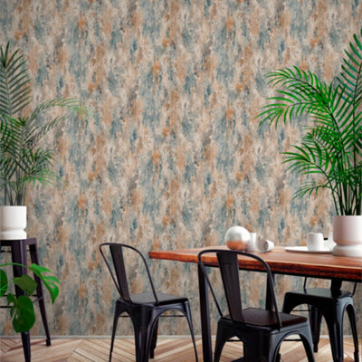 Grandeco Jungle Fever Bosa Plain Teal Wallpaper JF1102