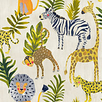 Grandeco Jungle Nursery Textured Wallpaper Multi