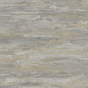 Grandeco Kaleidoscope Concrete Plaster Effect Textured Wallpaper, Grey Gold