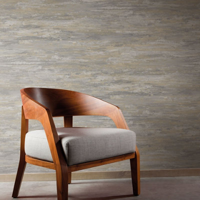 Grandeco Kaleidoscope Concrete Plaster Effect Textured Wallpaper, Grey Gold