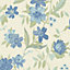 Grandeco Katsu Trail Floral Blown Wallpaper, Blue