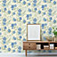 Grandeco Katsu Trail Floral Blown Wallpaper, Blue