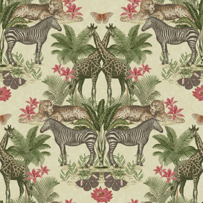 Grandeco Life Animal Kingdom Cream Wallpaper A49303