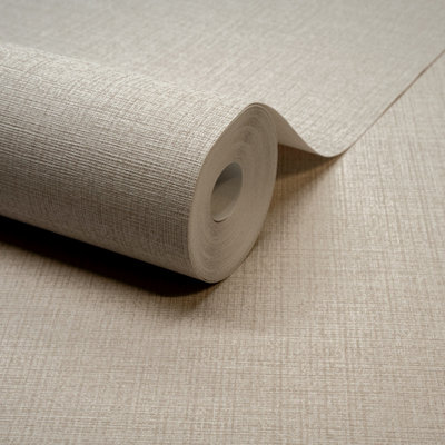 Grandeco Linen Nursery Textured Plain Wallpaper, Taupe