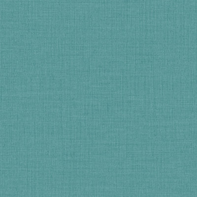 Grandeco Linen Textured Plain Wallpaper, Deep Teal