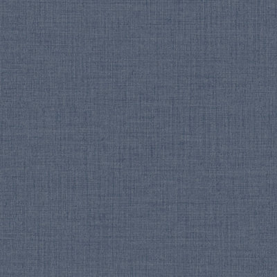 Grandeco Linen Textured Plain Wallpaper, Navy Blue