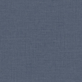 Grandeco Linen Textured Plain Wallpaper, Navy Blue