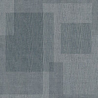 Grandeco Lucena  Shadow Squares Navy & Charcoal Striped Glitter Textured Wallpaper