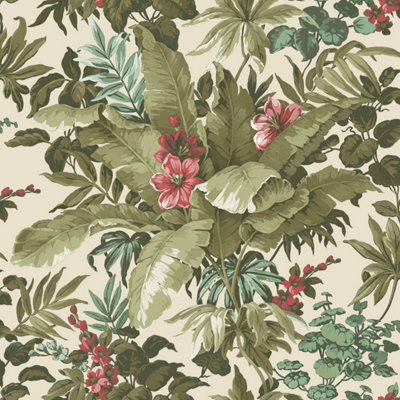 Grandeco Lush Leaves Vintage Canopy Textured Wallpaper, Neutral