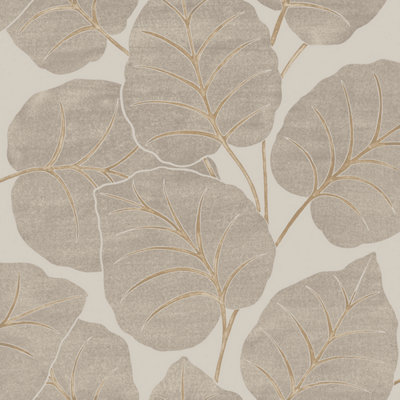 Grandeco Luxor Giant Leaf Textured Wallpaper, Natural