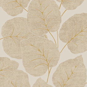 Grandeco Luxor Giant Leaf Textured Wallpaper, Whites